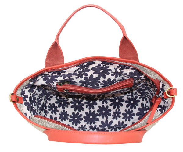 Nino Bossi Delana Linen/Leather Tote