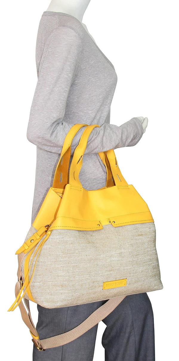Nino Bossi Emelia Linen/Leather Tote
