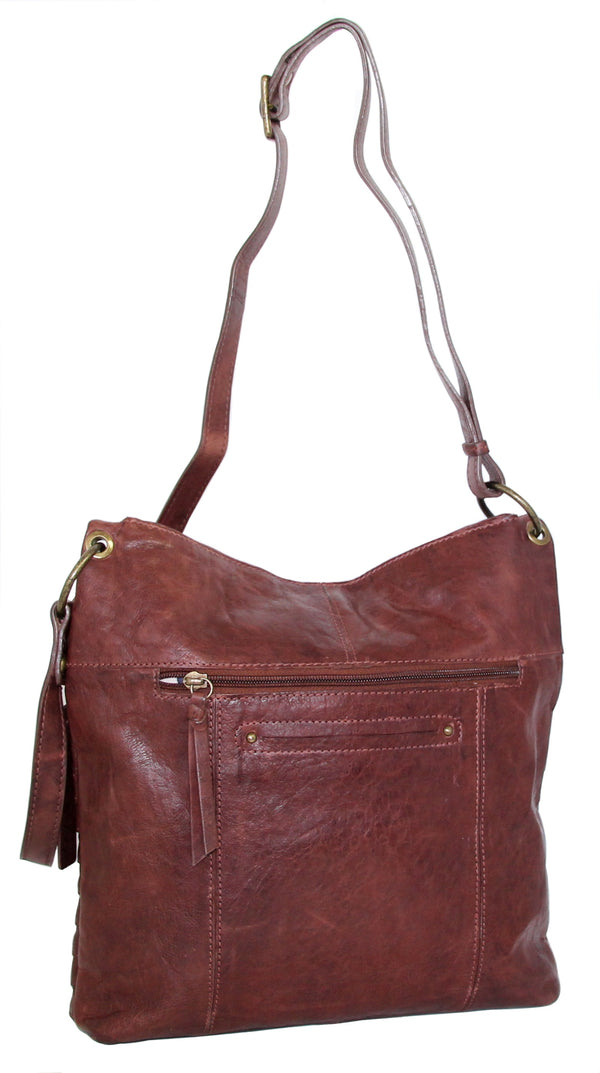 Nino Bossi My Large Ribbed Leather Crossbody Bag