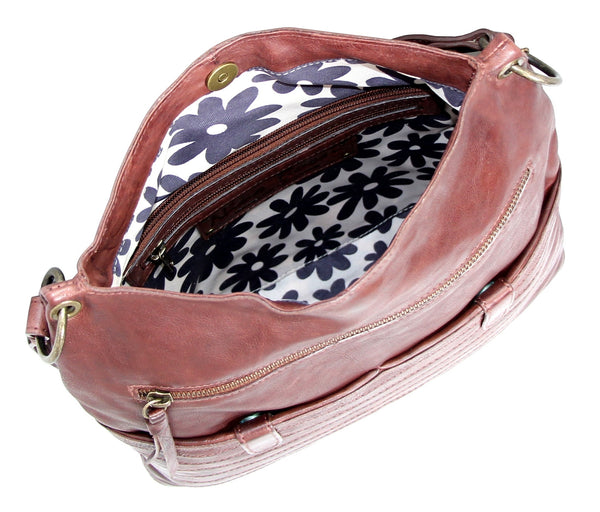Nino Bossi My Large Ribbed Leather Crossbody Bag