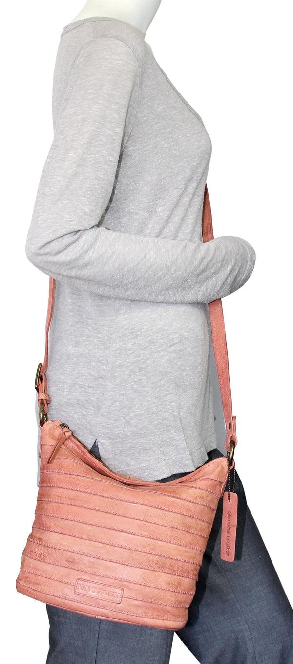Nino Bossi My Small Ribbed Leather Crossbody Bag