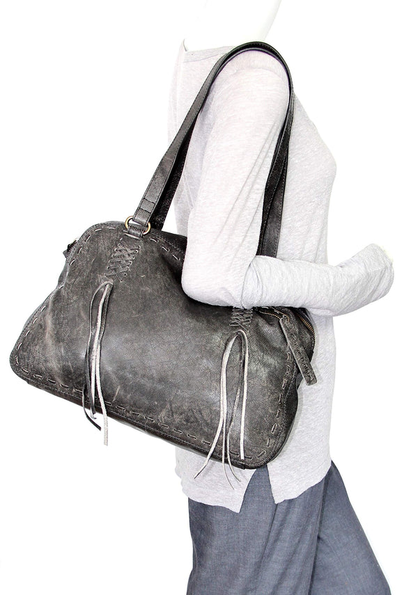 Nino Bossi Yara Leather Bowler Bag