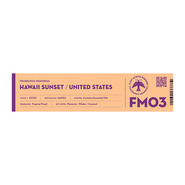 nippon kodo FRAGRANCE MEMORIES - FM 03 Hawaii Sunset / United States 15 sticks (Plumeria Pikake Coconut)