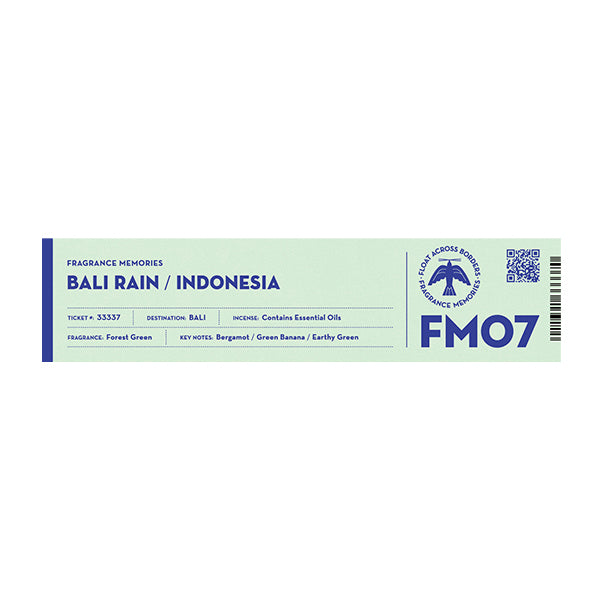 nippon kodo FRAGRANCE MEMORIES - FM 07 Bali Rain / Indonesia 15 sticks (Bergamot Green Banana Earthy Green)