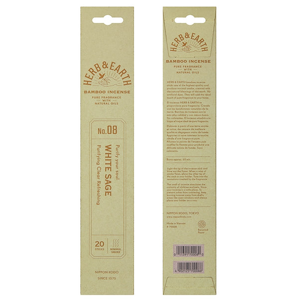 Nippon Kodo H&E - White Sage - Bamboo Incense 20 Sticks