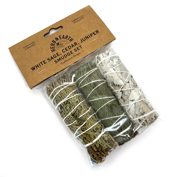 Nippon Kodo HERB & EARTH - White Sage Cedar Juniper Smudge Set 3pcs