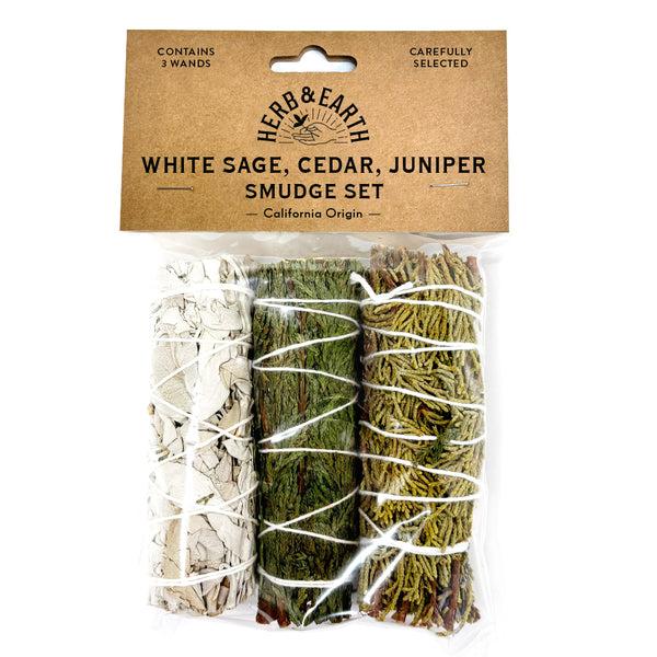 nippon kodo HERB & EARTH - White Sage Cedar Juniper Smudge Set 3pcs