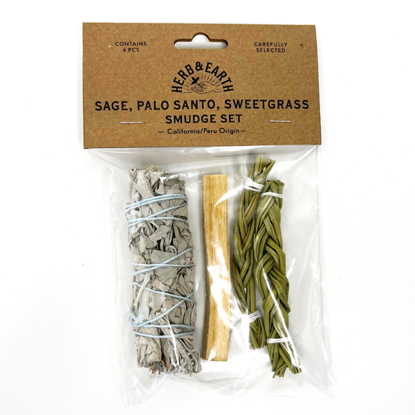 nippon kodo HERB & EARTH - White Sage Palo Santo Sweetgrass Smudge Set 4pcs