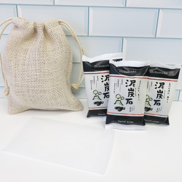 Nippon Kodo DEITANSEKI SOAP 3x30g + Awa Net Gift Set