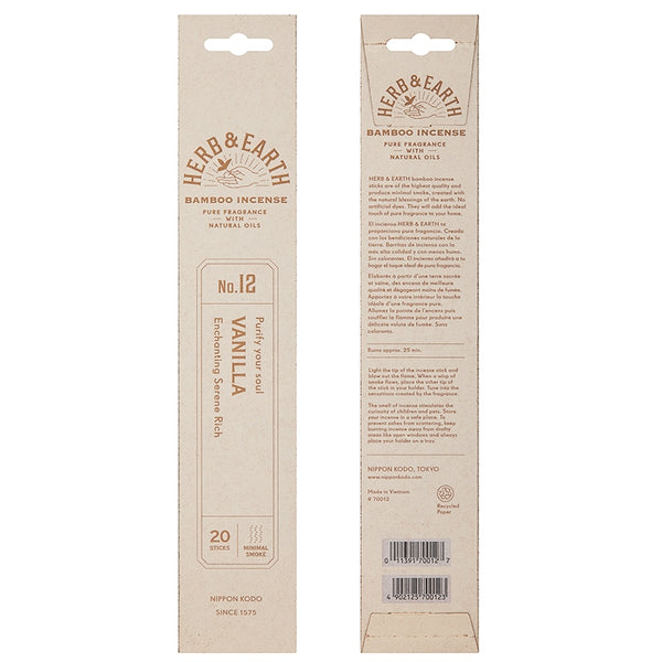 Nippon Kodo H&E - Vanilla - Bamboo Incense 20 Sticks