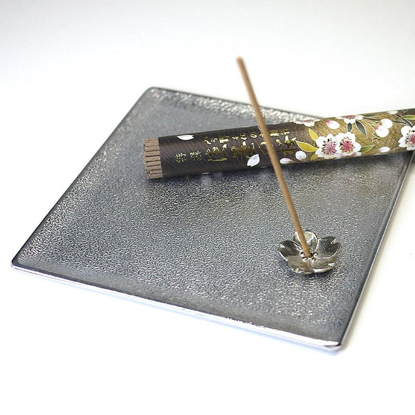 Nippon Kodo METAL INCENSE PLATE - Square Silver