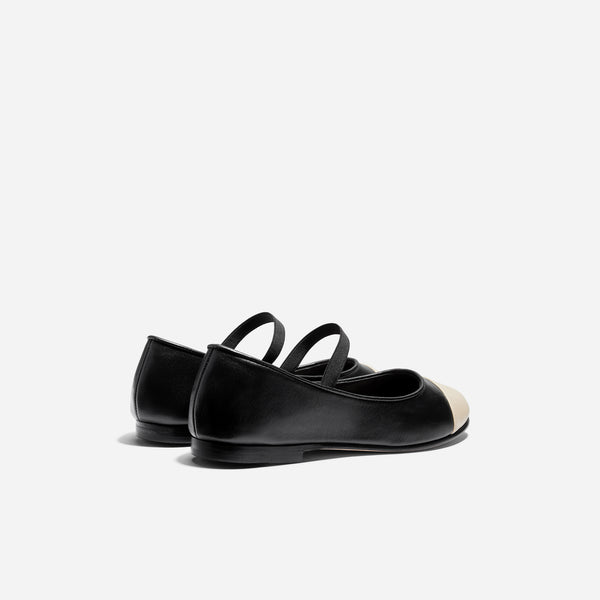 Nisolo Bea Mary Jane Ballet Cap Toe Black/Bone