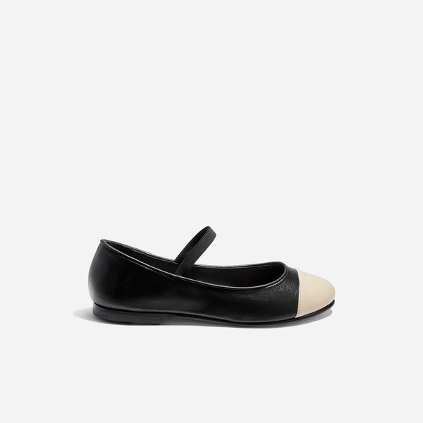 Nisolo Bea Mary Jane Ballet Cap Toe Black/Bone