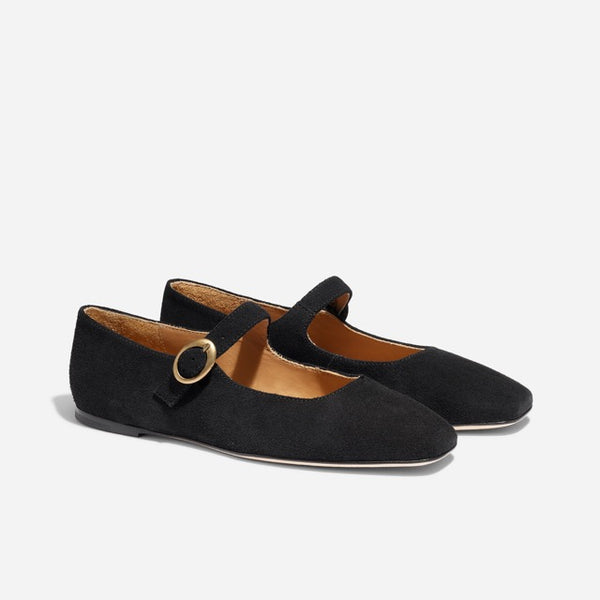 nisolo Lola Mary Jane Black Suede