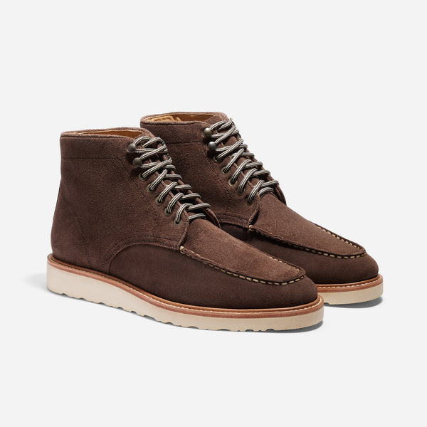nisolo Mateo Moc Toe Boot Umber Brown Suede