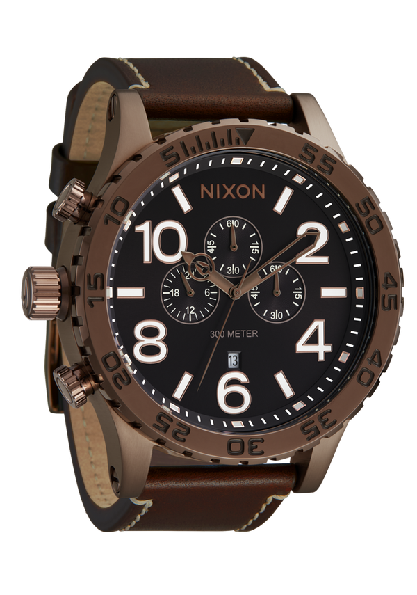 Nixon 51-30 Chrono Leather Watch | Chocolate / Dark Roast / Brown | Men's Chronograph Watch