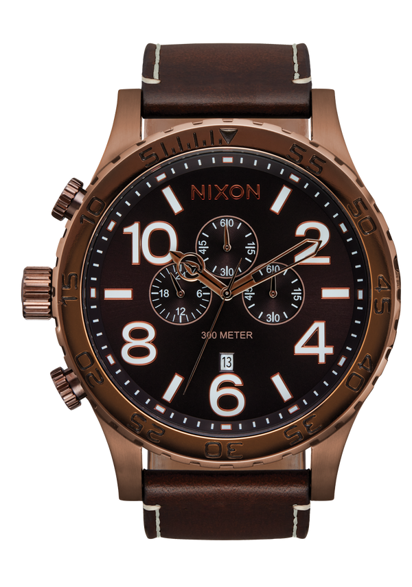 nixon 51-30 Chrono Leather Watch | Chocolate / Dark Roast / Brown | Men's Chronograph Watch