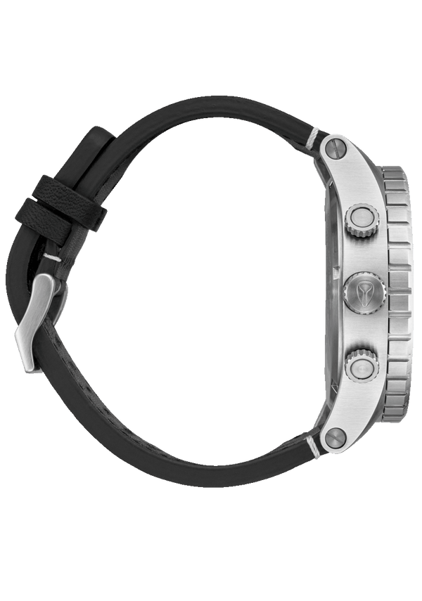 Nixon 51-30 Chrono Leather Watch | Silver / Black / Cranberry | Men's Chronograph Watch