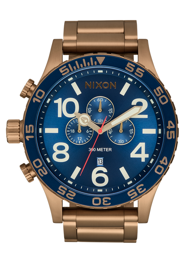 nixon 51-30 Chrono Watch | Desert Gold / Arles Blue | Men's Stainless Steel