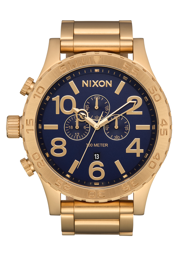 nixon 51-30 Chrono Watch | Gold / Blue Sunray / Gold | Men's Stainless Steel