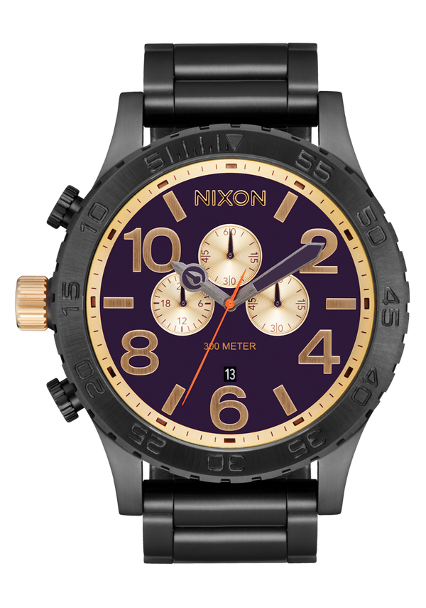 nixon 51-30 Chrono Watch | Gunmetal / Blackberry / Gold | Oversized Chronograph
