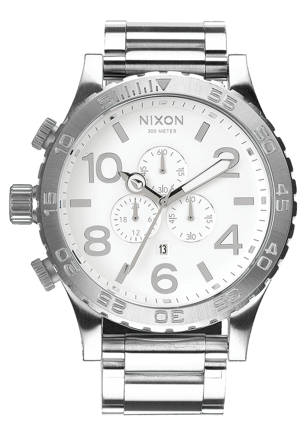 nixon 51-30 Chrono Watch | High Polish / White | Men's Stainless Steel