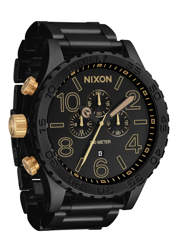 Nixon 51-30 Chrono Watch | Matte Black / Gold | Men's Stainless Steel