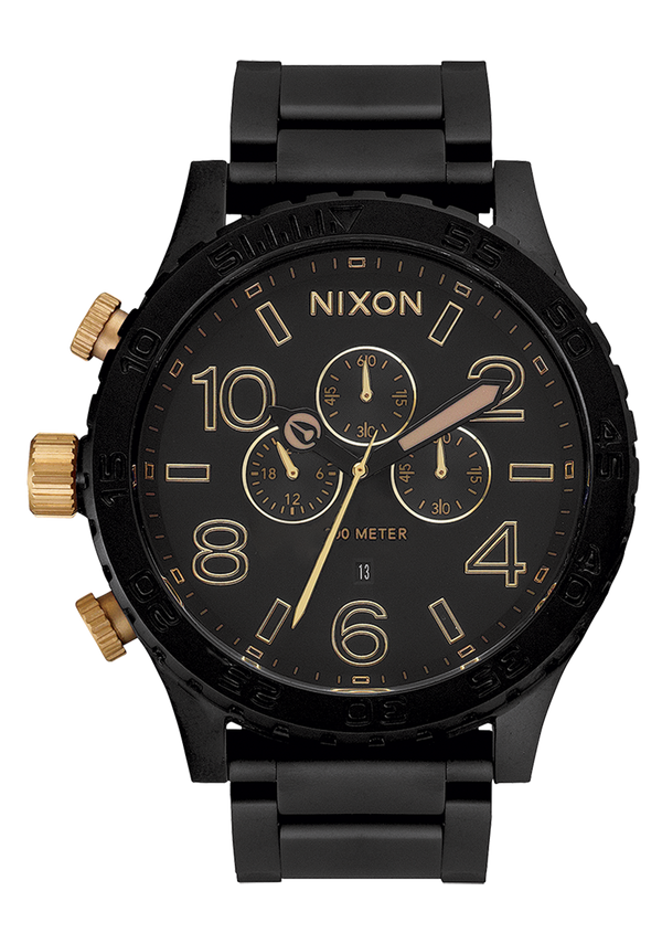 nixon 51-30 Chrono Watch | Matte Black / Gold | Men's Stainless Steel