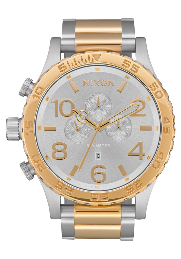 nixon 51-30 Chrono Watch | Silver / Gold | Men's Stainless Steel