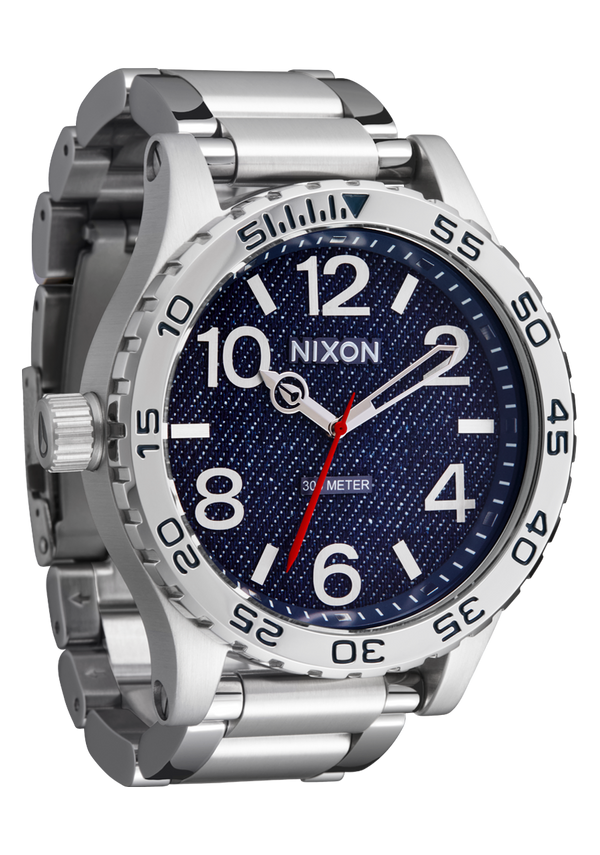 Nixon 51-30 Watch | Silver / Denim | Men's Stainless Steel