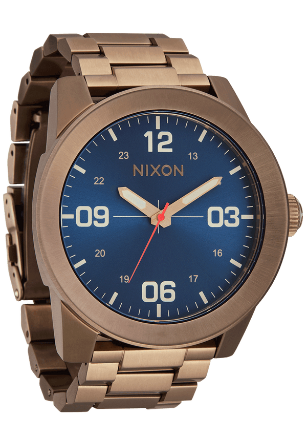 Nixon Corporal Stainless Steel Watch | Desert Gold / Arles Blue | Men's Stainless Steel