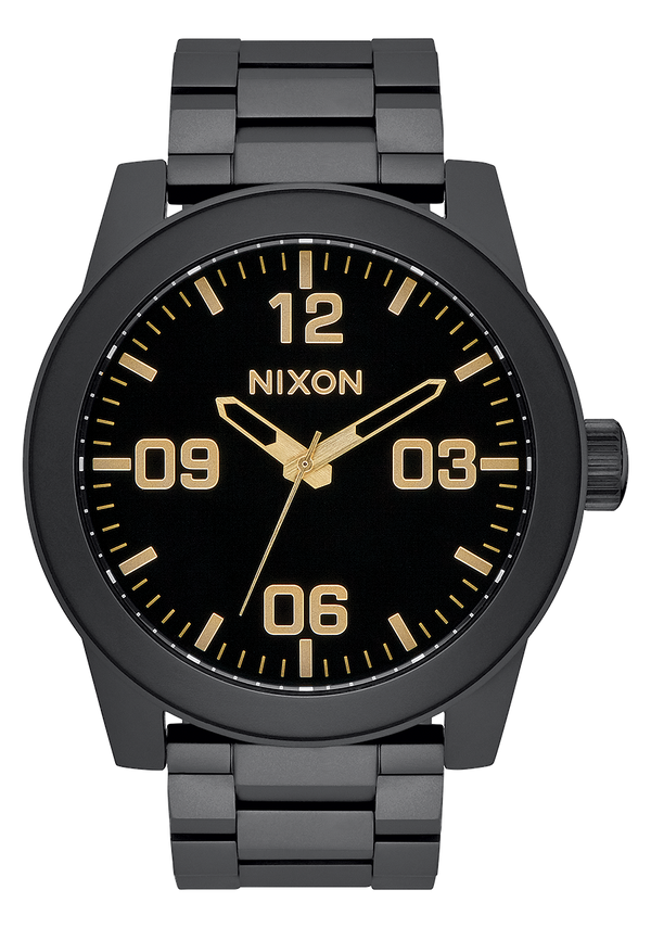 nixon Corporal Stainless Steel Watch | Matte Black / Gold | Men's Stainless Steel