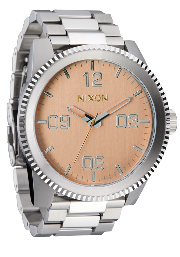 Nixon Corporal Stainless Steel Watch | Silver / Coral | Men's Stainless Steel