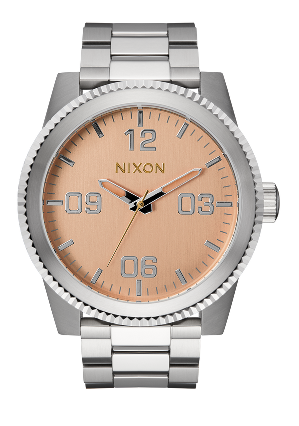 nixon Corporal Stainless Steel Watch | Silver / Coral | Men's Stainless Steel