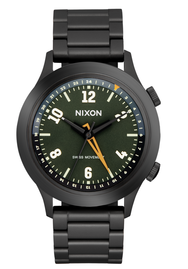 nixon Drifter 40 Watch | Gunmetal / Kobu Green | Swiss Movement 40mm GMT Watch