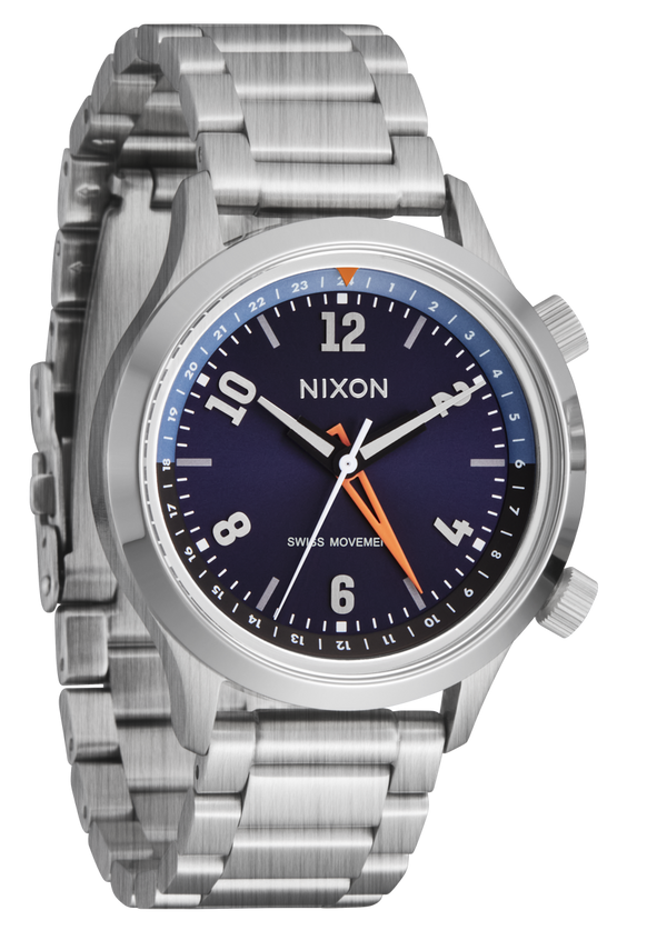 Nixon Drifter 40 Watch | Silver / Midnight Sunray | Swiss Movement 40mm GMT Watch
