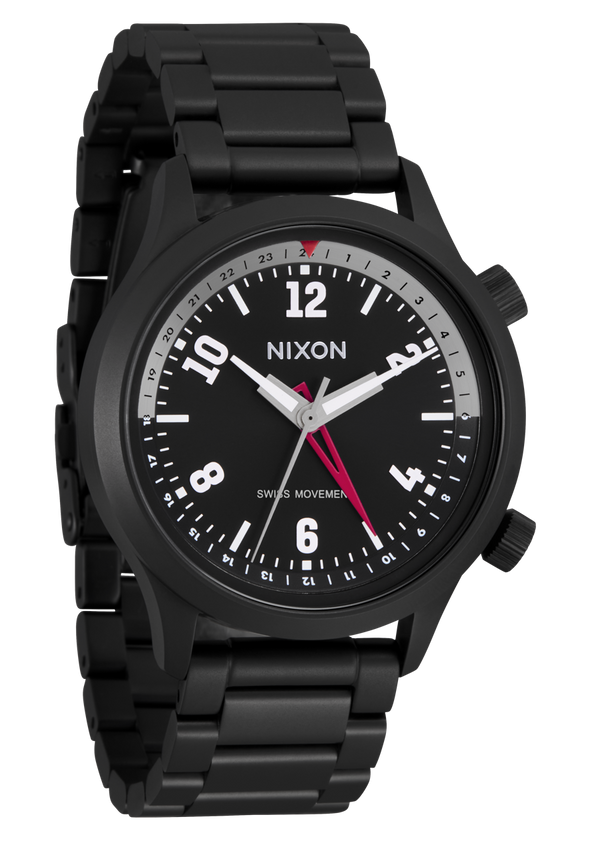 Nixon Drifter 40 Watch | Super Black / Black Sunray | Swiss Movement 40mm GMT Watch