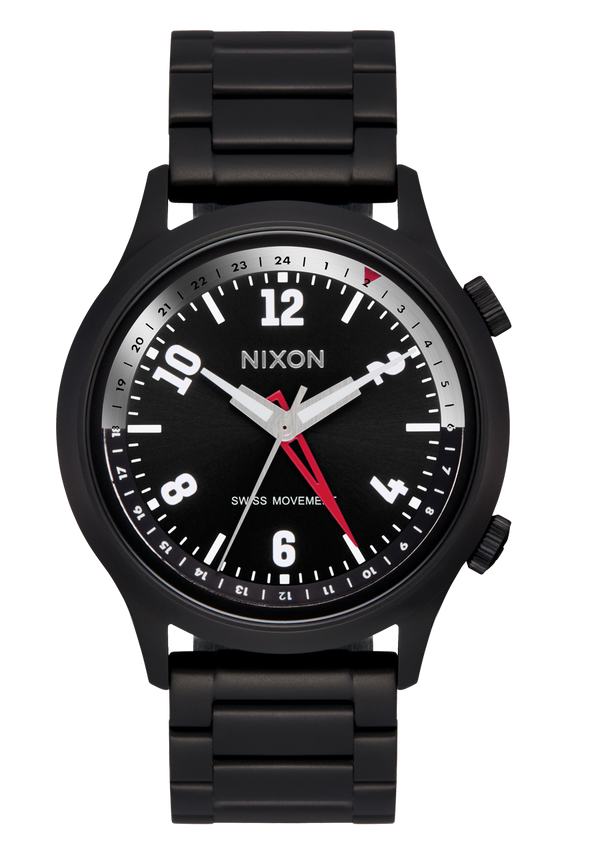 nixon Drifter 40 Watch | Super Black / Black Sunray | Swiss Movement 40mm GMT Watch