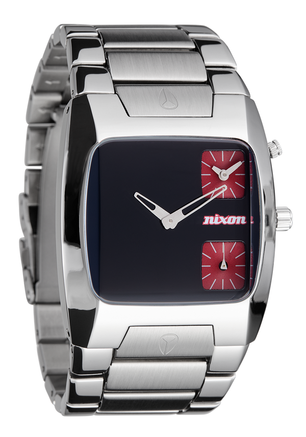 nixon Limited Edition Nixon Banks Watch | Silver / Red | Analog GMT Watch