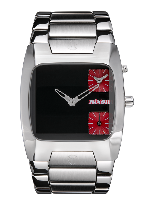 nixon Limited Edition Nixon Banks Watch | Silver / Red | Analog GMT Watch
