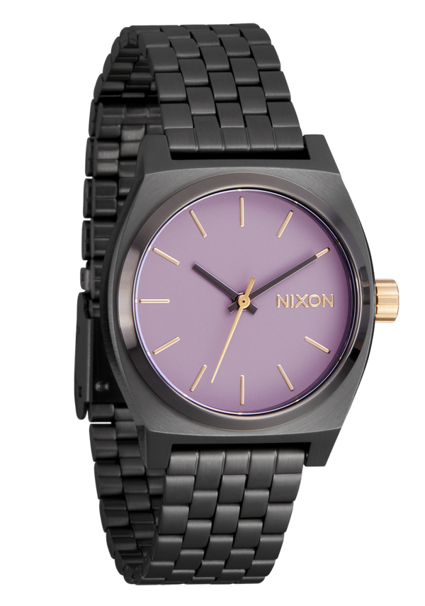 Nixon Medium Time Teller Watch | Gunmetal / Lavender / Gold | Small Analog