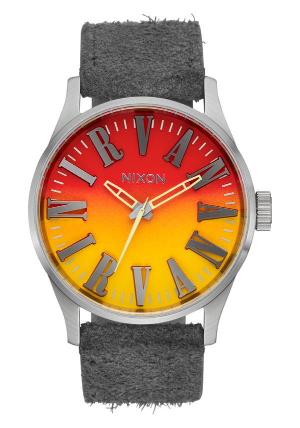 nixon Nirvana Sentry Leather Watch | Unplug Fade | Nirvana Collaboration