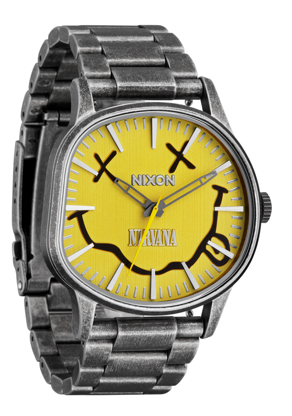 Nixon Nirvana Sentry Wobble Watch | Yellow Nirvana Smiley | Nirvana Collaboration