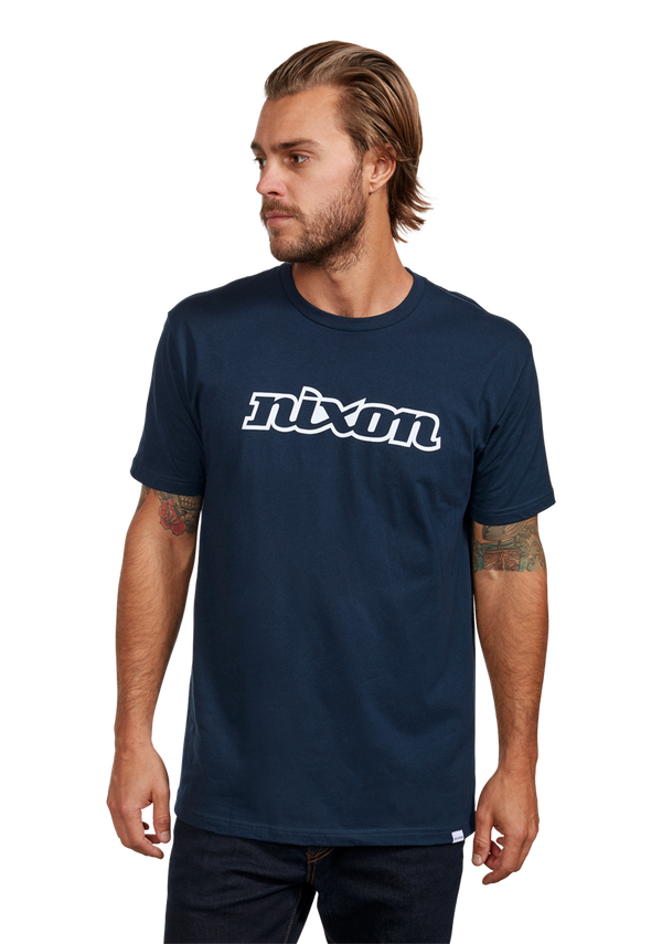 Nixon OG Script Eco T-Shirt | Navy / White