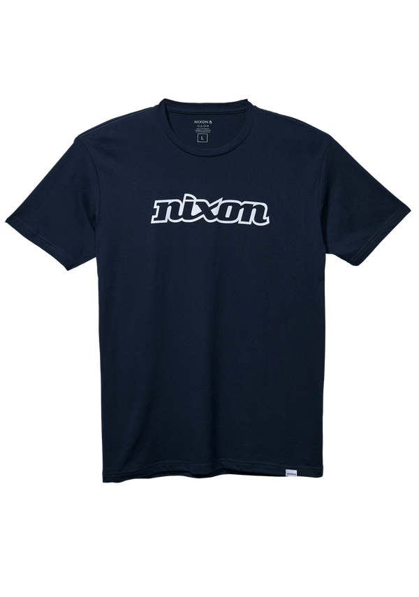 nixon OG Script Eco T-Shirt | Navy / White