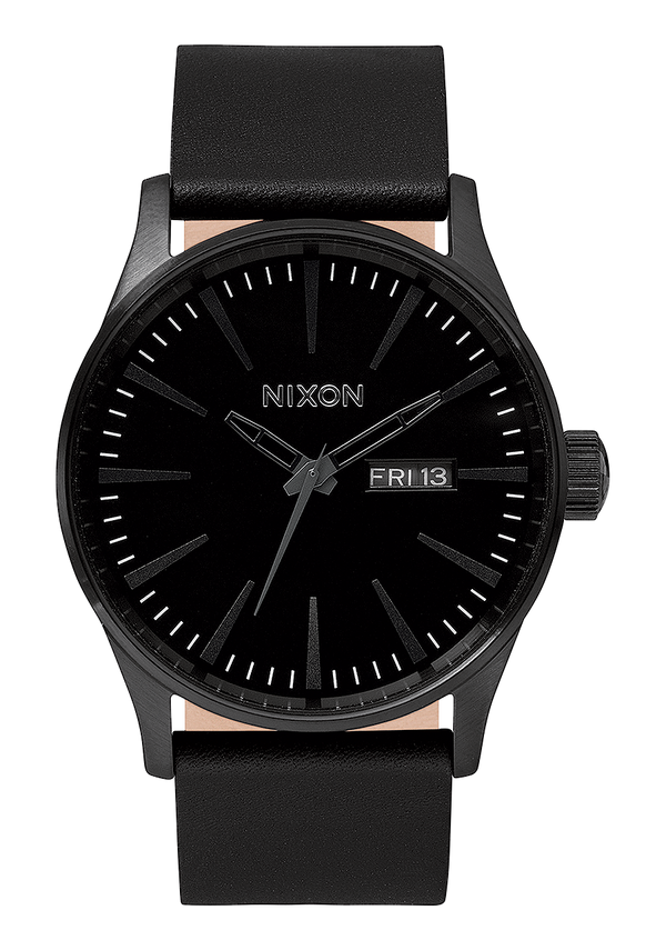 nixon Sentry Leather Watch | All Black | Men's Leather