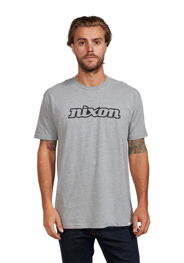 Nixon OG Script Eco T-Shirt | Dark Heather Gray / Black
