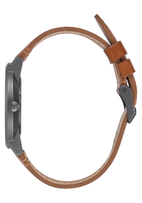 Nixon Porter Leather Watch | Gunmetal / Charcoal / Taupe | Unisex Leather