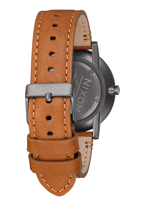 Nixon Porter Leather Watch | Gunmetal / Charcoal / Taupe | Unisex Leather