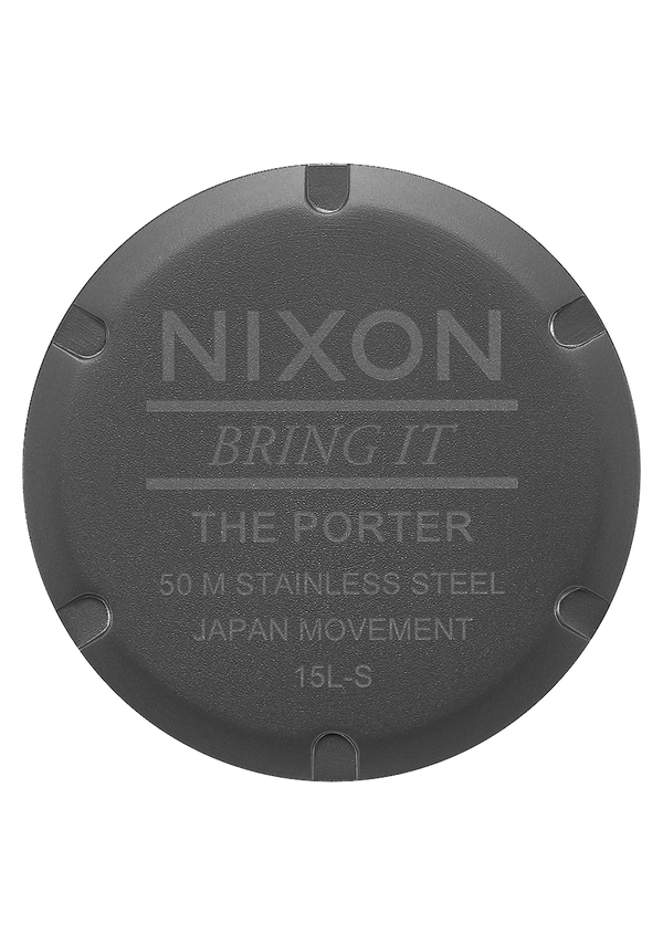 Nixon Porter Leather Watch | Gunmetal / Charcoal / Taupe | Unisex Leather